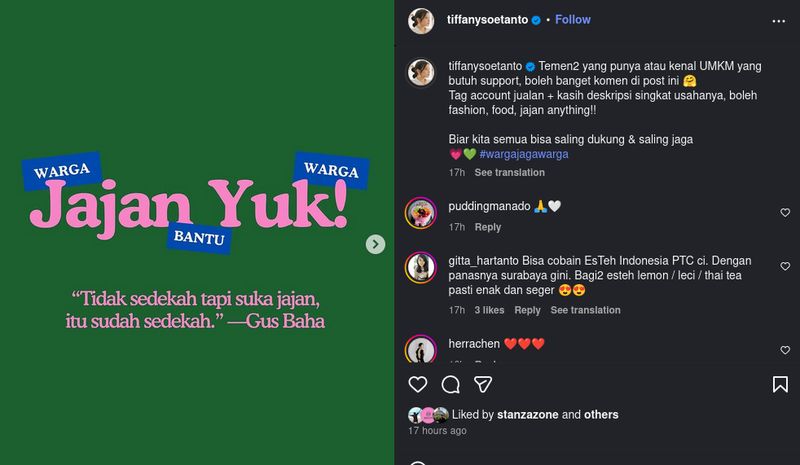 Seruan Jajan dari figur publik Indonesia