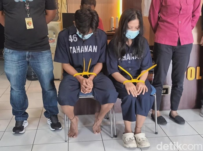 Tampang kedua pelaku pembuang janin bayi di KIC Semarang, Rabu (3/9/2025).