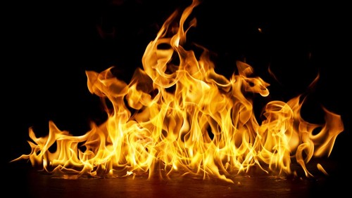 fire png burning flame Isolated on a black background