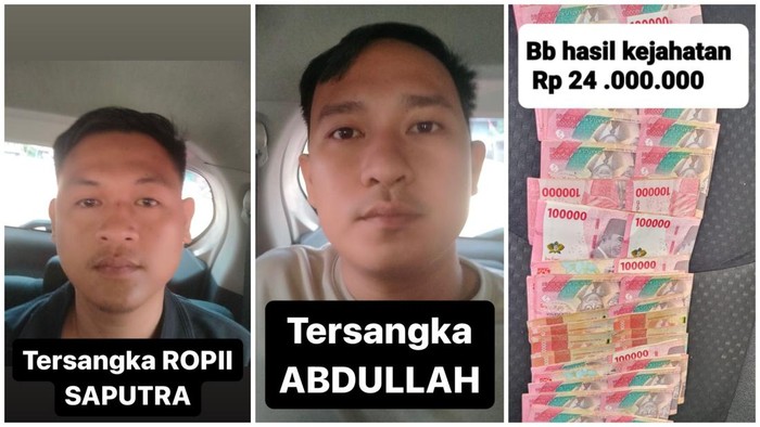Kedua tersangka dan barang bukti diamankan polisi.