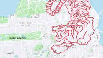 Pelari maraton ini menggunakan aplikasi kebugaran GPS seperti Strava untuk mencatat rute larinya, menciptakan karya seni yang memukau dari jalur berliku yang ia lalui. Proyek-proyek kardio-kartografinya yang unik membutuhkan perencanaan yang cermat, melibatkan berjam-jam menjelajahi berbagai medan untuk mencapai visi artistiknya. Foto: Instagram/@lennymaughan