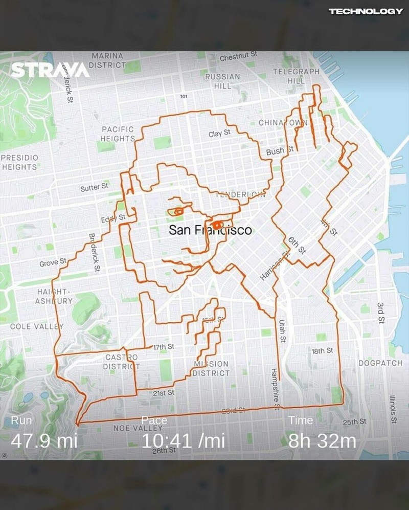 Pelari Buat Lukisan Pakai Aplikasi Strava