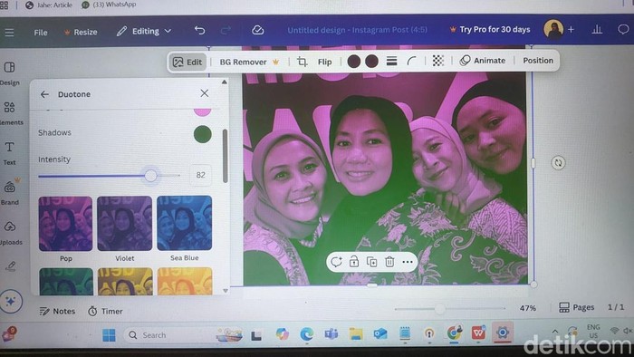 Edit foto Brave pink Hero Green di Canva