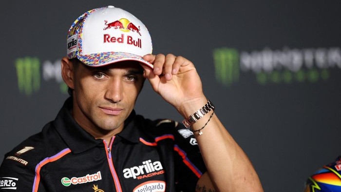 Ducati Spanish rider Jorge Martin gives a press conference on the eve of the Moto Grand Prix of Catalonia at the Circuit de Catalunya on September 4, 2025 in Montmelo on the outskirts of Barcelona. (Photo by Lluis GENE / AFP)