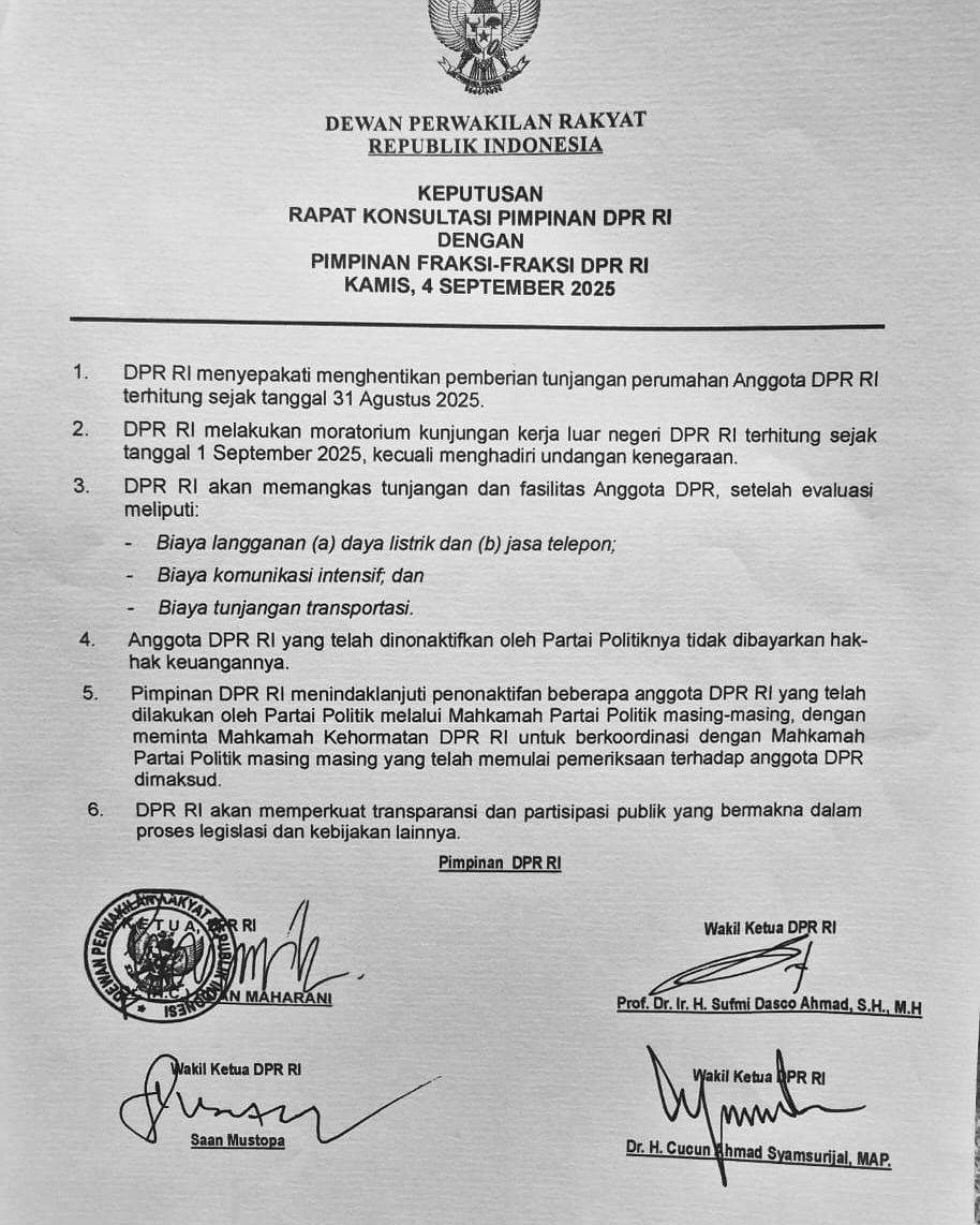 Surat edaran DPR RI. (Instagram/bijakmemantau.id)
