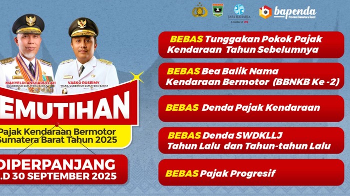 Pemutihan Pajak kendaraan bermotor Sumbar. (Bapenda Pemprov Sumbar)