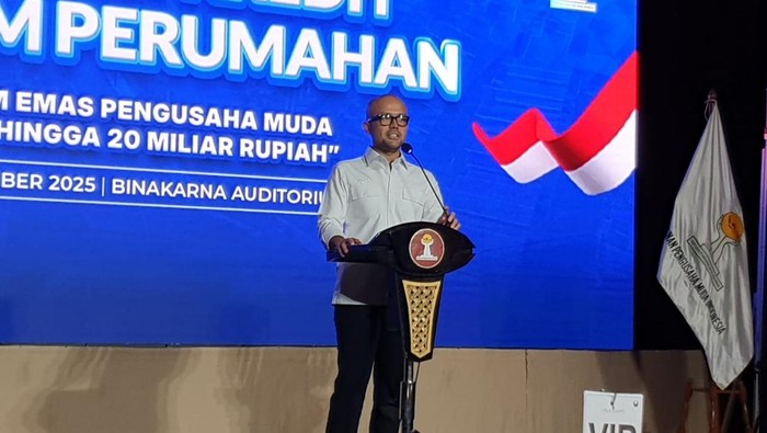Ketua Umum BPP HIPMI Akbar H. Buchari dalam acara Sosialisasi Kredit Program Perumahan di Menara Bidakara 2, Menteng Dalam, Jakarta Selatan.