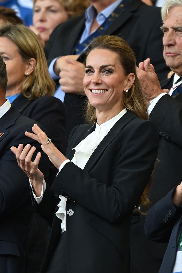 BRIGHTON, ENGLAND - SEPTEMBER 06: Catherine, Princess of Wales is seen in attendance prior to the Womens Rugby World Cup 2025 Pool A match between England and Australia at Brighton & Hove Albion Stadium on September 06, 2025 in Brighton, England. (Photo by Mike Hewitt/Getty Images)