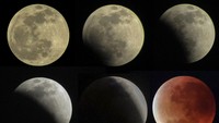 Bulan purnama yang biasanya terang benderang tampak berubah menjadi merah gelap ketika memasuki bayangan bumi, menciptakan momen langka yang bisa disaksikan dengan mata telanjang dari berbagai wilayah tanah air. ANTARA FOTO/Yulius Satria Wijaya