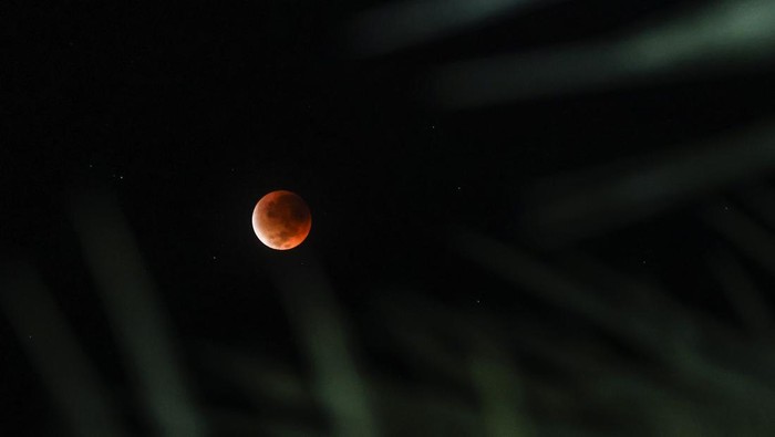 Fase gerhana bulan total terlihat di langit Ternate, Maluku Utara, Senin (8/9/2025). Badan Meteorologi, Klimatologi, dan Geofisika (BMKG) Stasiun Geofisika Kelas III Ternate menyebut fenomena astronomis gerhana bulan total dapat dilihat dengan mata telanjang di seluruh langit kabupaten/kota di Provinsi Maluku Utara sekitar pukul 00:26 WIT dan berakhir pukul 03:53 WIT. ANTARA FOTO/Andri Saputra