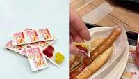 Sempat menjadi sorotan, kemasan saus di Jepang bikin banyak orang penasaran. Sebab saus tomat dan mustard cukup ditekuk dan ditekan keluar tanpa harus dibuka. Foto: Time Out