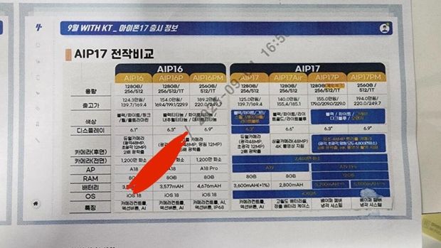 Operator Korea Selatan membocorkan spesifikasi iPhone 17. (X/Jukanlosreve)