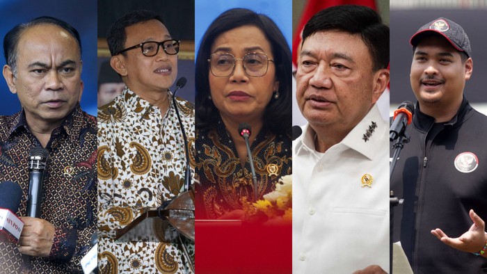 Presiden Prabowo mencopot lima menteri dalam reshuffle Kabinet Merah Putih. Dari Sri Mulyani hingga Dito Ariotedjo.