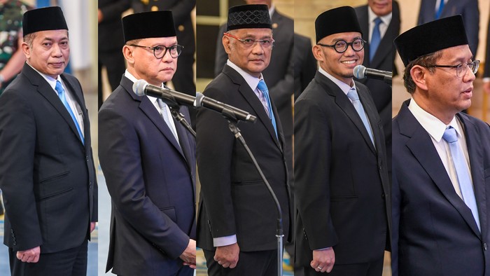 Presiden Prabowo Subianto melantik Purbaya Yudhi Sadewa sebagai Menteri Keuangan menggantikan Sri Mulyani Indrawati, Muktaruddin sebagai Kepala Badan Pelindungan Pekerja Migran Indonesia (BP2MI) menggantikan Abdul Kadir Karding, Ferry Juliantono sebagai Menteri Koperasi menggantikan Budi Arie Setiadi dan mengangkat Mochamad Irfan Yusuf sebagai Menteri Haji dan Umroh beserta Wakilnya Dahnil Azhar Simanjuntak. ANTARA FOTO/Galih Pradipta