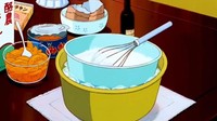 Seluruh tahapan memasak benar-benar dibuat serealistis mungkin. Adegan membuat krim kocok saja dilakukan di atas mangkuk berisi es batu seperti cara sebenarnya. Foto: Studio Ghibli via Twitter/animepiic