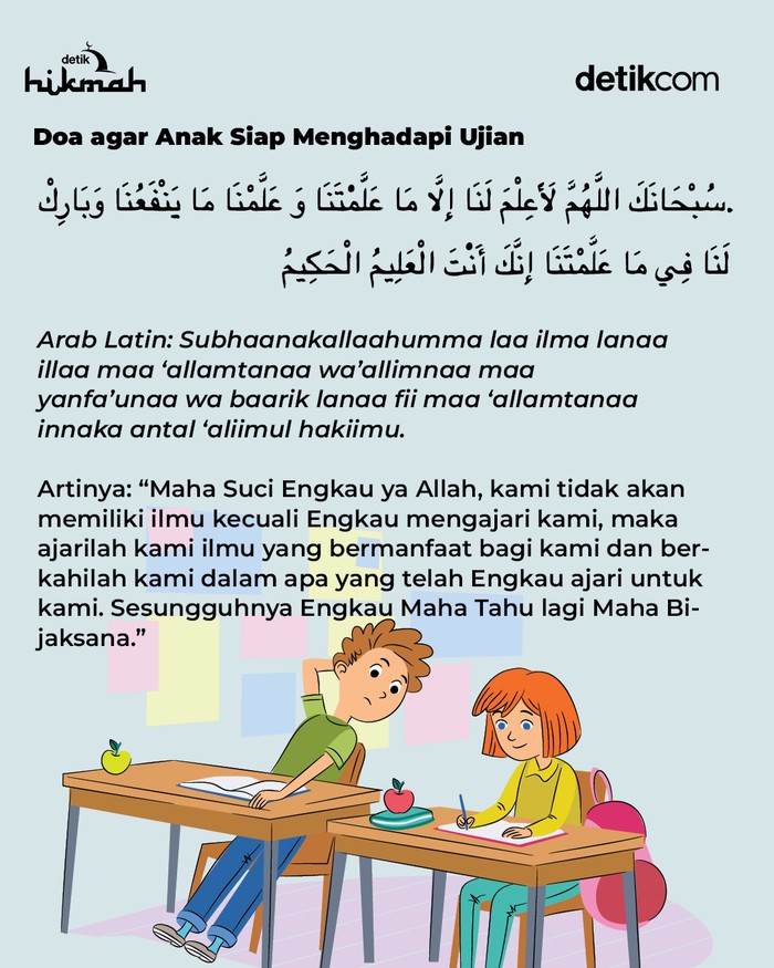 Infografis doa untuk anak yang sedang ujian sekolah