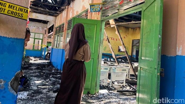 Kondisi pasca kebakaran kelas di SMP 20 Kota Jambi