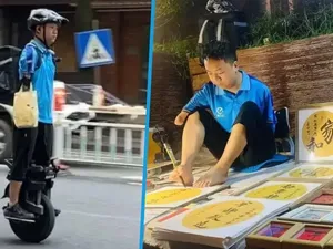 Meski Tak Memiliki Lengan, Pengantar Makanan Ini Tetap Gigih Bekerja