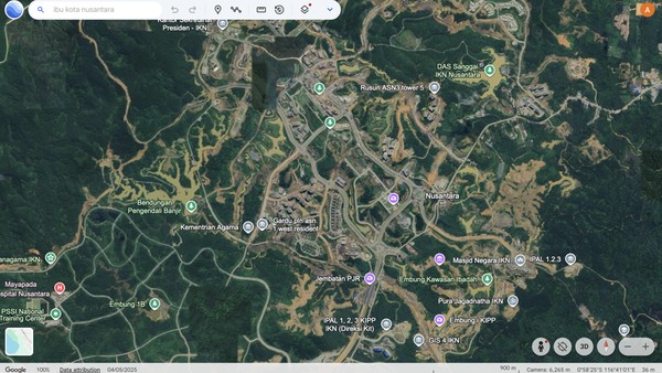 IKN Muncul di Google Earth, Begini Penampakannya