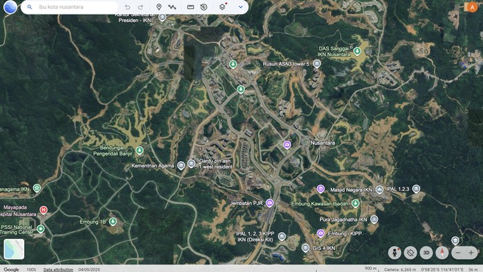 Tangkapan layar IKN via Google Earth
