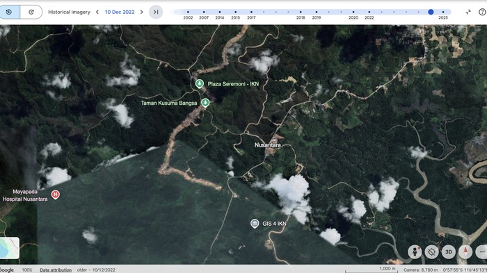 Tangkapan layar IKN via Google Earth Tangkapan layar IKN via Google Earth