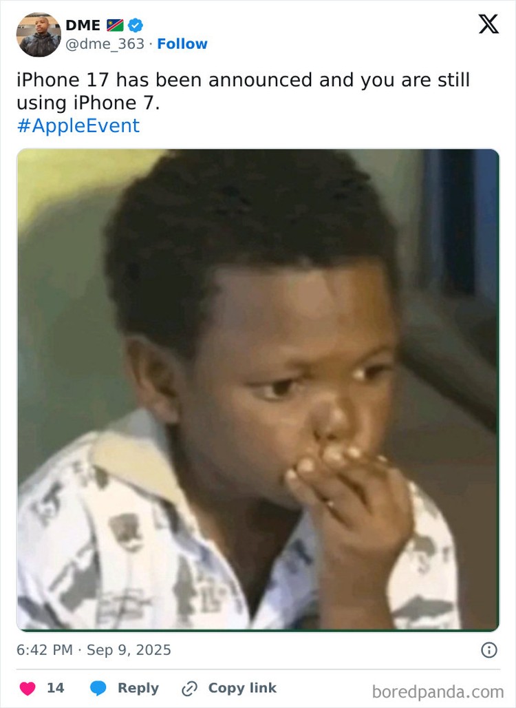 10 Meme Kocak Peluncuran iPhone Terbaru, Setiap Tahun Katanya Sama Aja Apple baru saja mengeluarkan iPhone 17 series. Meme iPhone pun lagi-lagi muncul.