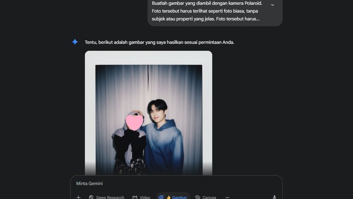 Bikin foto bareng idol K-Pop pakai Gemini AI. (Tangkapan layar)