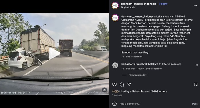 Viral Honda Jazz Ringsek Tabrak Bokong Truk di Cipularang