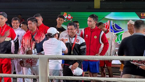 Atlet Karangasem, I Ketut Limit Suyasa, meraih medali Porprov Bali XVI 2025, Rabu (10/9/2025). (Dok. Pertina Karangasem)