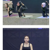 Dari foto yang dibagikan terlihat Ayu menjadi instruktur yoga bersama beberapa rekan wanita lain. Seperti para instruktur lain, Ayu juga mengenakan wireless microphone. Foto: Instagram/@ayutingting92