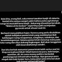 Hampir sama dengan Nana Mirdad, Happy Salma juga memberikan kritik bagi pemerintah yang dinilai menutup mata dan membiarkan Bali kehilangan ruang resapannya hingga menimbulkan banjir. Foto: Instagram