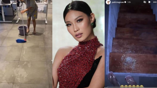 Villa sewaan yang menjadi tempat tinggal sementara Patricia Gouw ikut tergenang banjir. Melalui akun Instagramnya wanita yang akrab disapa Patgouw itu membagikan video kondisi tempat tinggalnya yang baru disewa selama 2 minggu. Foto: Instagram