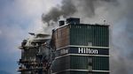 Ngeri! Penampakan Hotel Hilton Nepal Hangus Dibakar Massa Demo