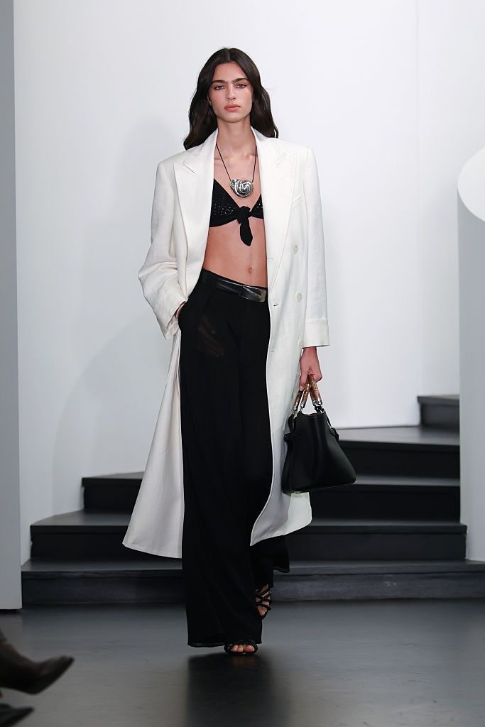 NEW YORK, NEW YORK - SEPTEMBER 10: A model walks the runway at the Ralph Lauren show during September 2025 New York Fashion Week on September 10, 2025 in New York City. (Photo by Dia Dipasupil/Getty Images)