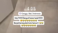 Patricia Gouw dibuat terkejut ketika bangun sekitar jam 4 pagi, bagian dalam vila yang dia tinggali di Canggu, Bali, bersama keluarga sudah digenangi air. Foto: Instagram Story @patriciagouw