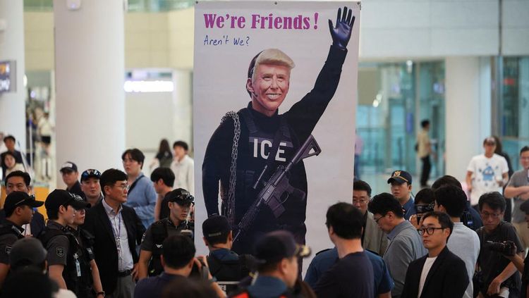 Pekerja Korea Selatan yang Ditahan di AS Tiba di Bandara Incheon