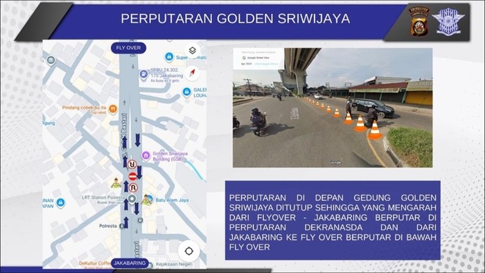 Ilustrasi rekayasa arus lalu lintas Jakabaring pada Minggu, 14 September 2025.