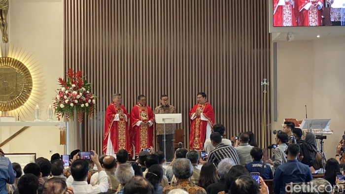 Gubernur DKI Jakarta Pramono Anung meresmikan Gereja Katolik Paroki Kalvari di Lubang Buaya, Jakarta Timur (Devi P/detikcom)