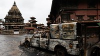 Kondisi Lapangan Patan Durbar setelah protes antikorupsi yang mematikan. Foto: REUTERS/Navesh Chitrakar