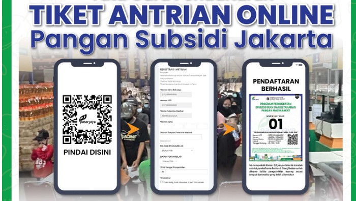 Link dan cara daftar tiket antrian KJP sembako subsidi Jakarta.