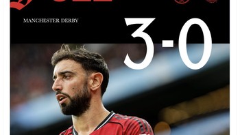 Kalah dalam derby, tulis akun Manchester United di X. Foto: X.com