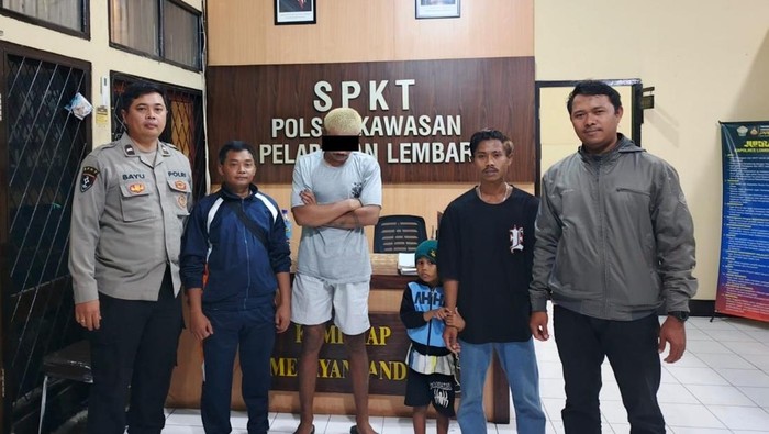 Penumpang kapal yang melompat ke laut berhasil dievakuasi di Mako Polsek Kawasan Pelabuhan Lembar, Minggu (14/9/2025). (Dok. Polres Lombok Barat)