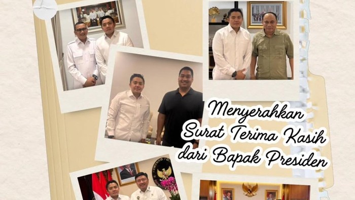 Prabowo Subianto mengirimkan surat khusus untuk 5 menteri Kabinet Merah Putih yang terkena reshuffle. Surat tersebut disampaikan melalui Sekretaris Kabinet Letkol Teddy Indra Wijaya. (Dok Sekretariat Kabinet).