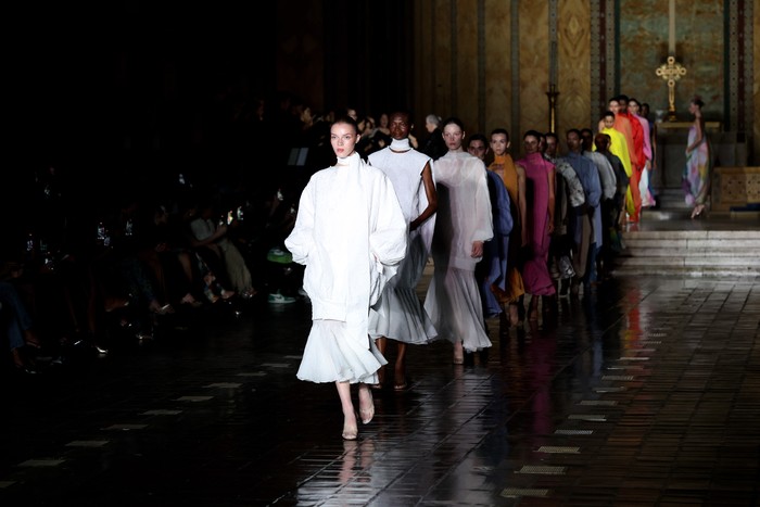 NEW YORK, NEW YORK - SEPTEMBER 13: Models walk the runway at the Prabal Gurung show during the September 2025 New York Fashion Week on September 13, 2025 in New York City. (Photo by Dominik Bindl/Getty Images)