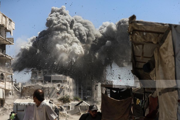 Serangan Israel di Gaza diunggah WAFA 14 September 2025.