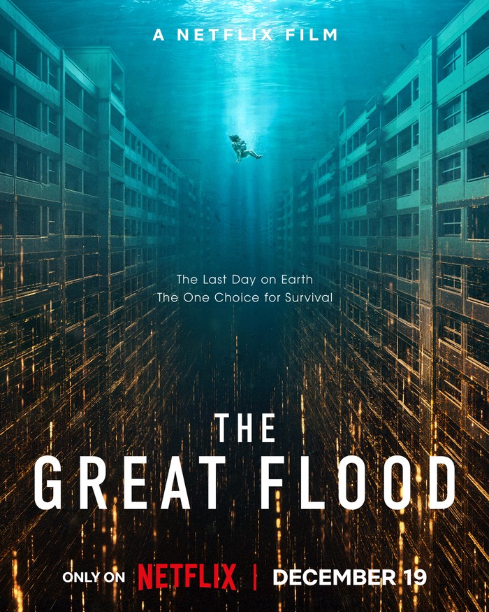 Poster film Korea terbaru Netflix 2025 The Great Flood diperankan Kim Da Mi dan Park Hae Soo.