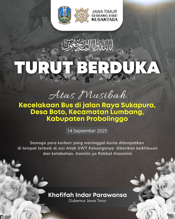Ungkapan duka Gubernur Khofifah Indar Parawansa