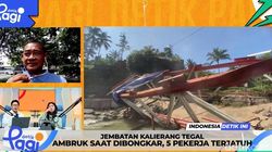 Video: Jembatan Kalierang Tegal Ambruk Saat Dibongkar, 5 Pekerja Terjatuh