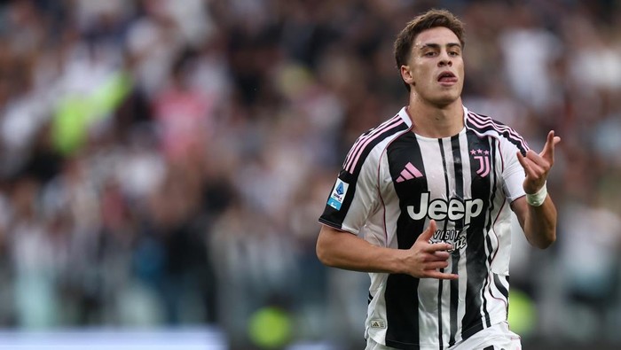 Turin, Italy - September 13: Kenan Yildiz of Juventus Fc celebrates after scoring his teams second goal during the Serie A match between Juventus FC and FC Internazionale at Allianz Stadium on September 13, 2025 in Turin, Italy. (Photo by sportinfoto/DeFodi Images/DeFodi via Getty Images)