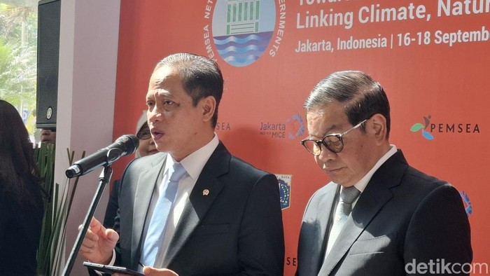 Menteri Lingkungan Hidup Hanif Faisol dalam acara PEMSEA Network of Local Governments (PNLG) 2025, di Kempinski Jakarta. (Brigitta/detikcom)